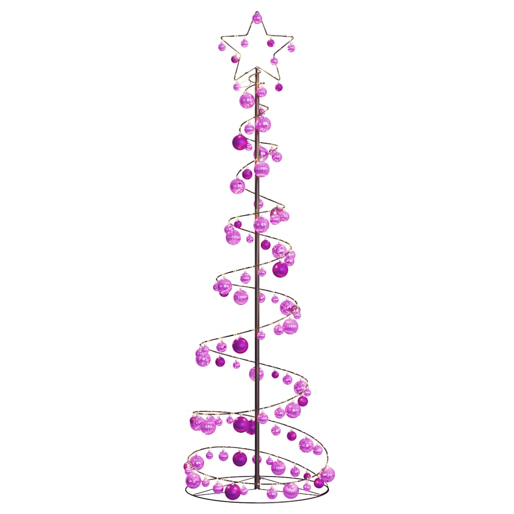 Kerstboom lichtkegel met kerstballen 120 LED's warmwitte 180 cm