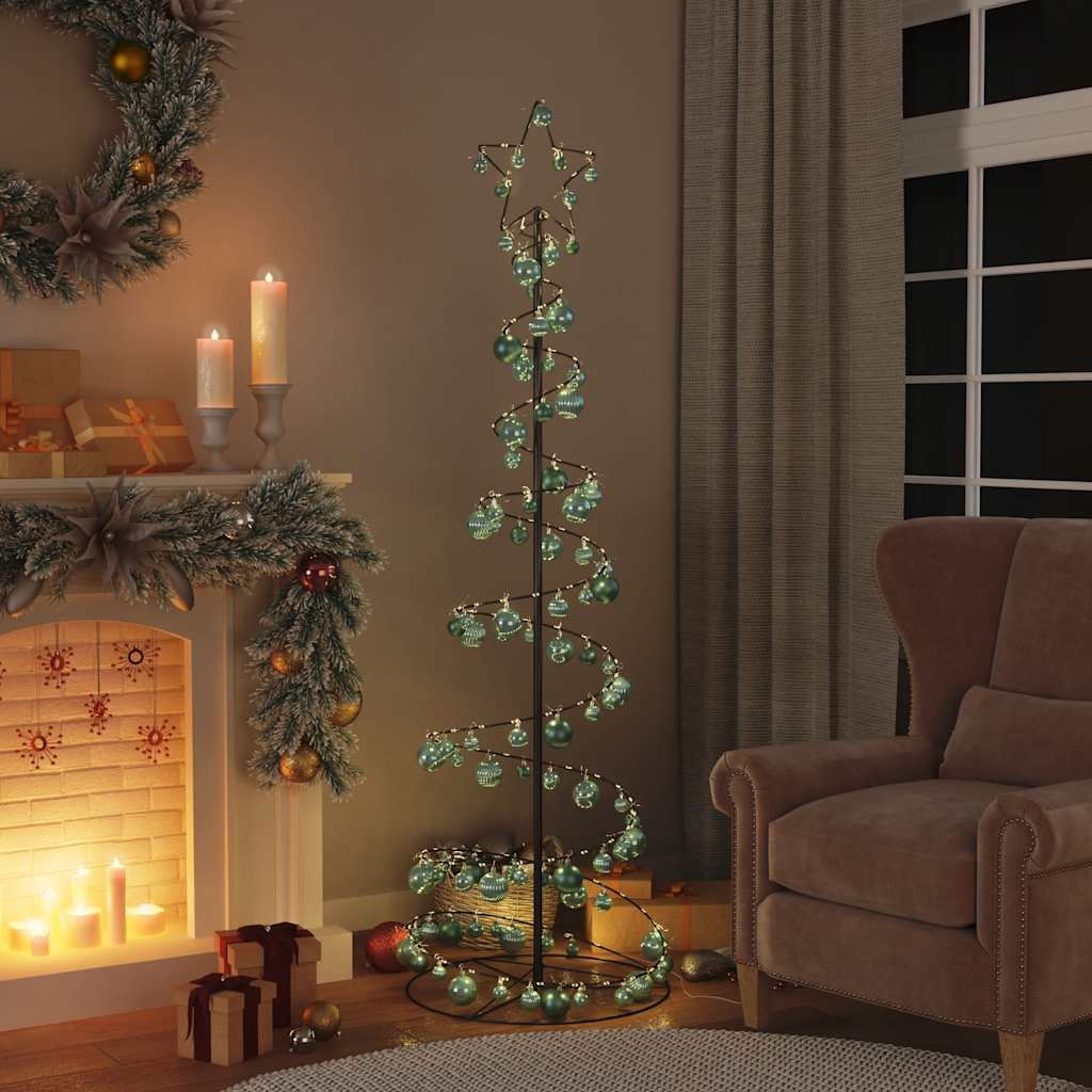 Kerstboom lichtkegel met kerstballen 120 LED's warmwitte 180 cm