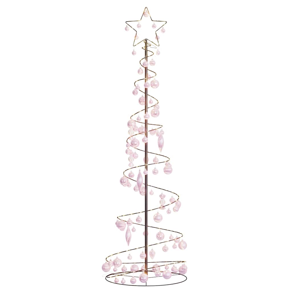 Kerstboom lichtkegel met kerstballen 120 LED's warmwitte 180 cm