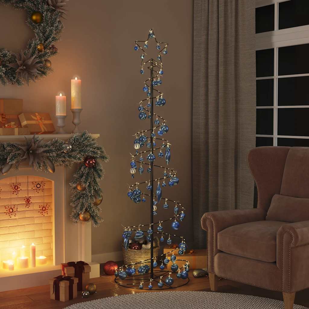 Kerstboom lichtkegel met kerstballen 120 LED's warmwitte 180 cm