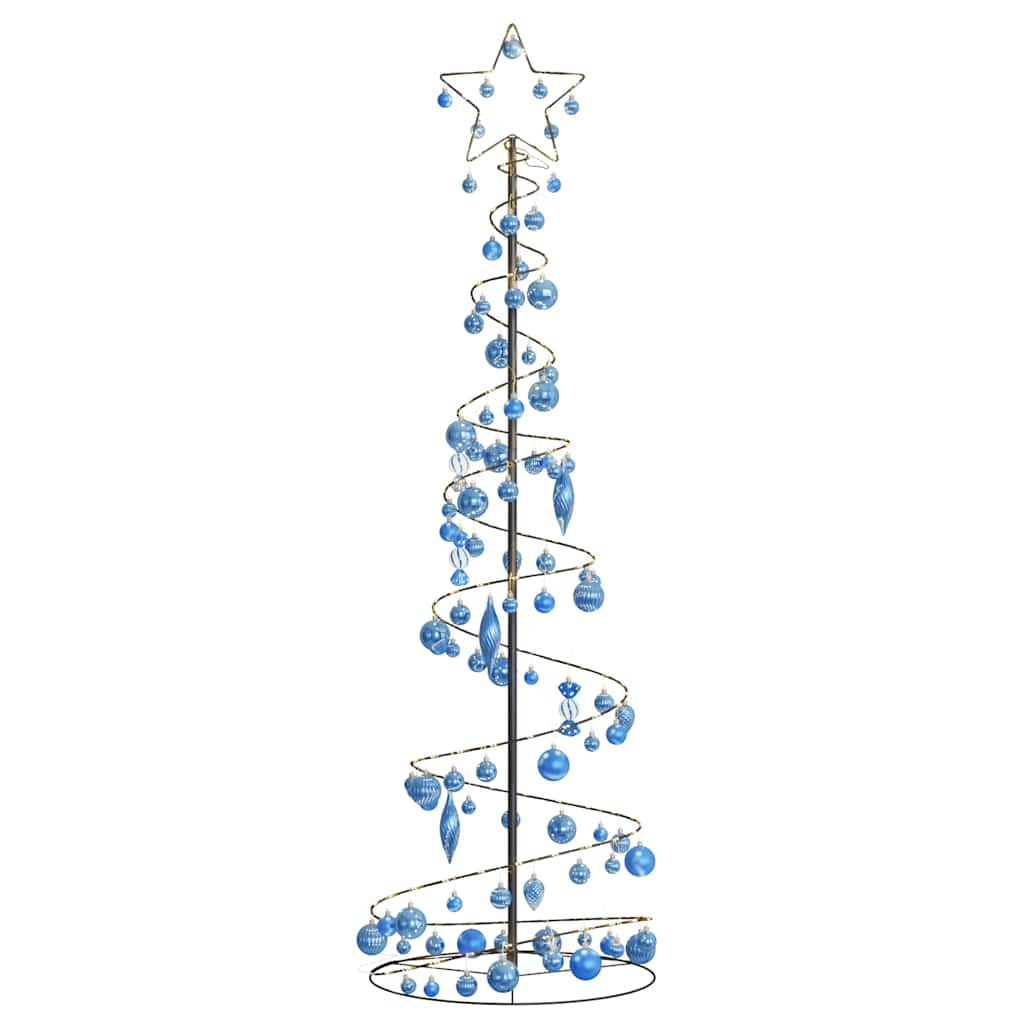 Kerstboom lichtkegel met kerstballen 120 LED's warmwitte 180 cm