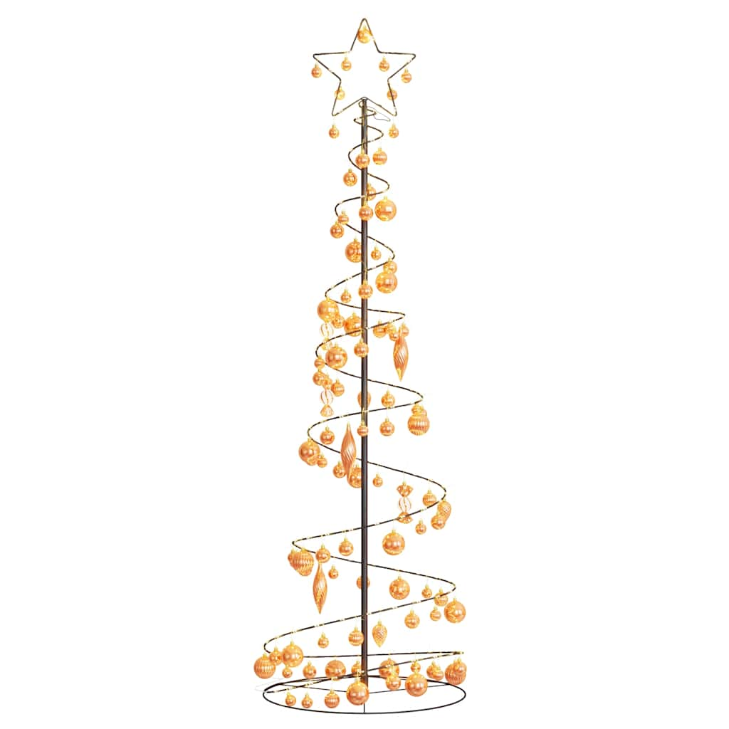 Kerstboom lichtkegel met kerstballen 120 LED's warmwitte 180 cm