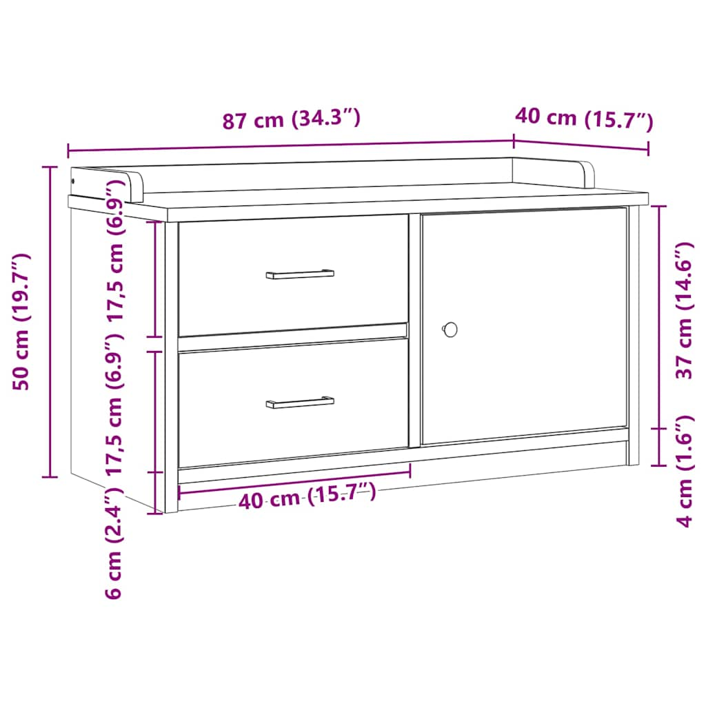 Gangbankje SANDNES 87x40x50 cm massief grenenhout