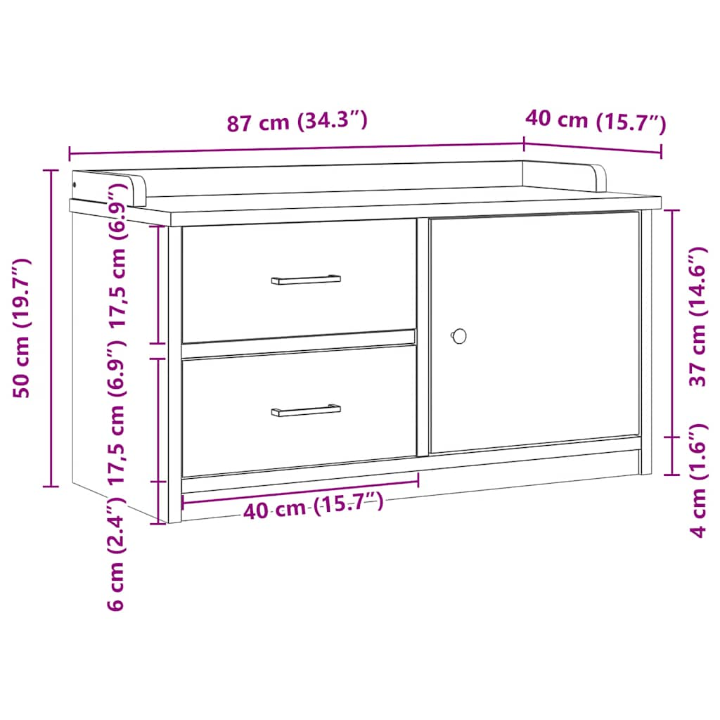 Gangbankje SANDNES wit 87x40x50 cm massief grenenhout