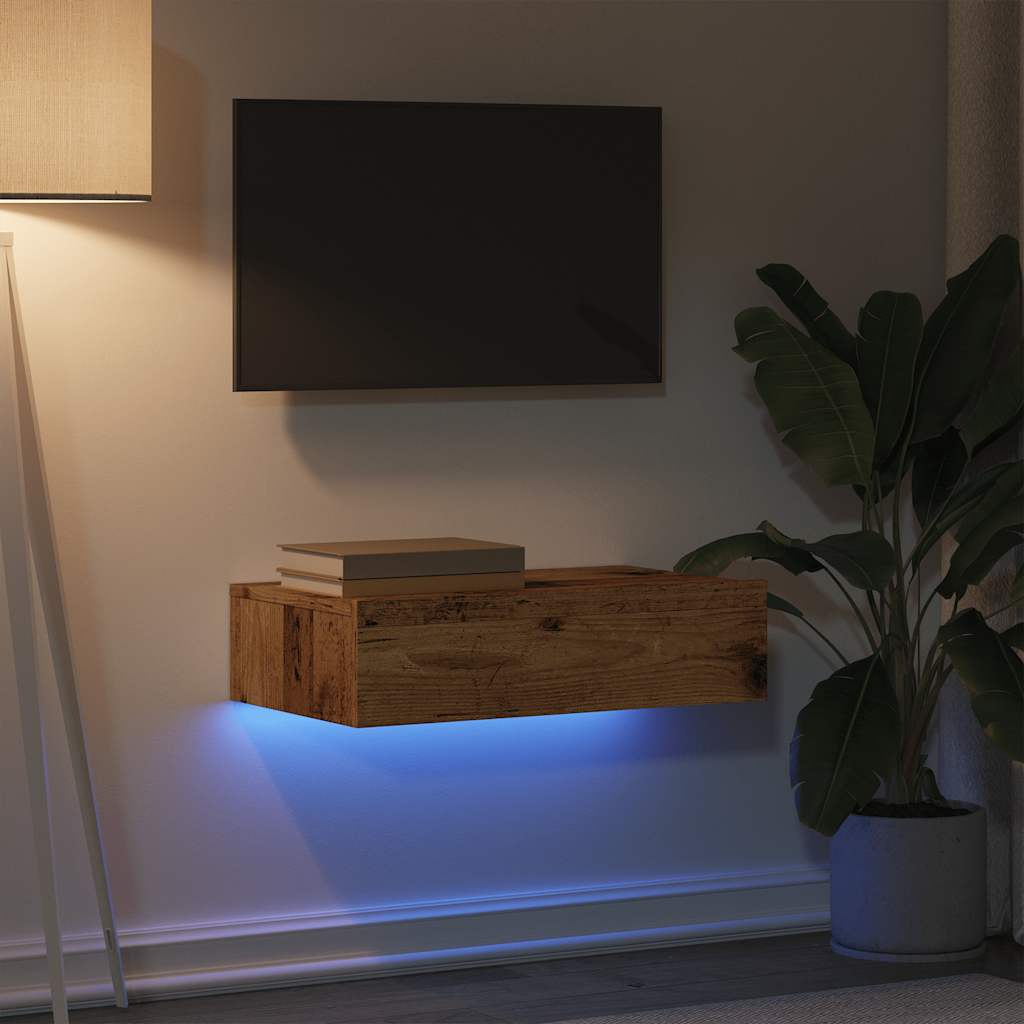 Tv-meubel met LED-verlichting 60x35x15,5 cm oud houtkleurig