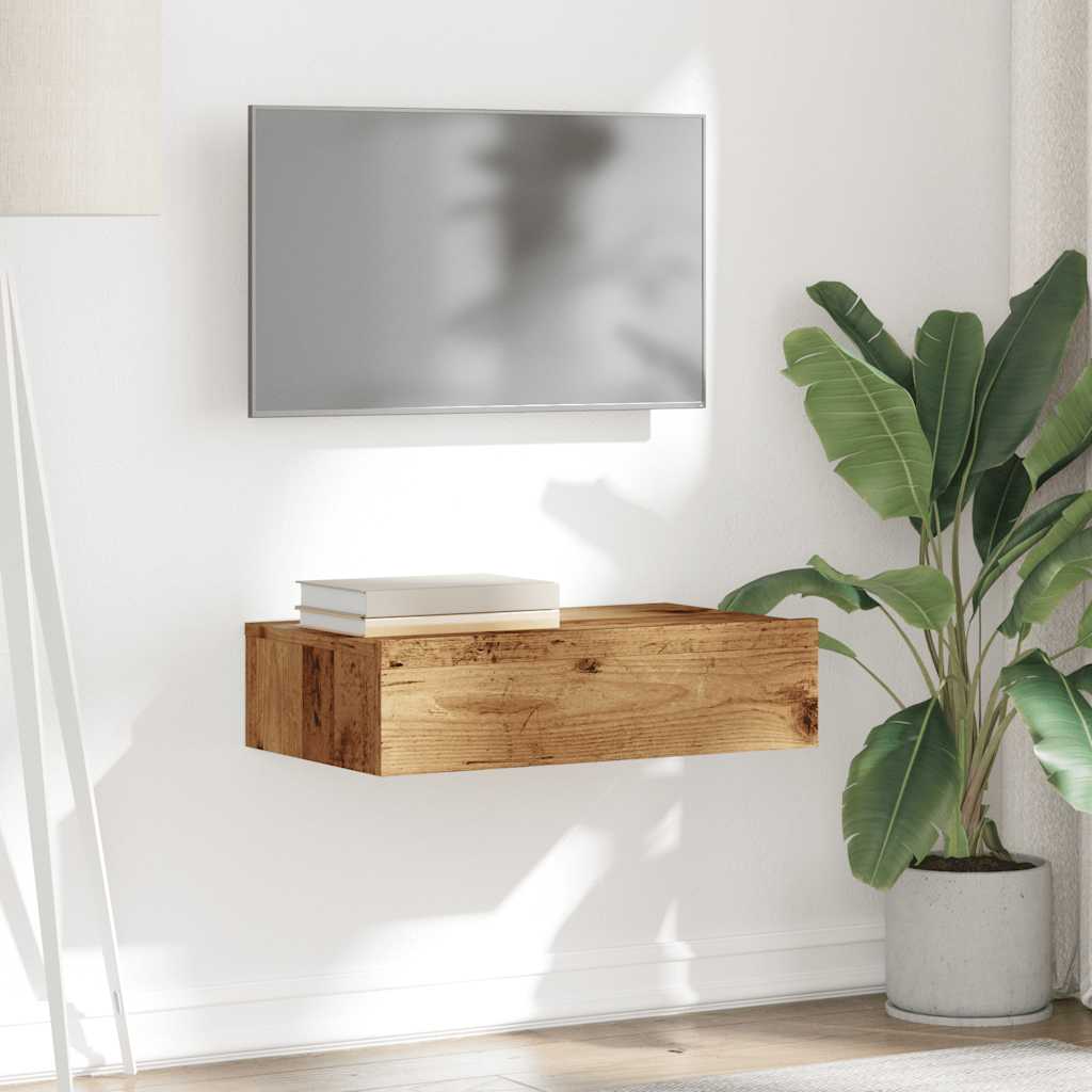 Tv-meubel met LED-verlichting 60x35x15,5 cm oud houtkleurig