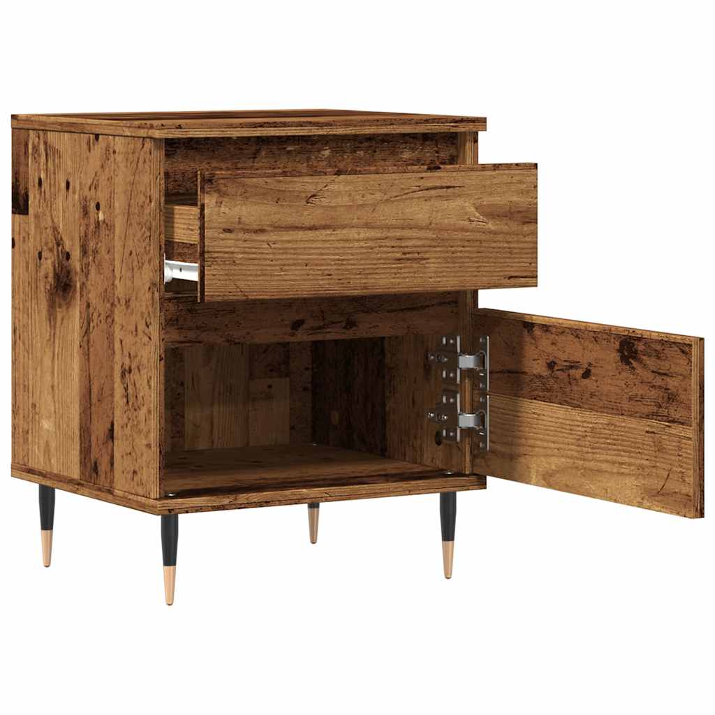 Nachtkastjes 2 st 40x35x50 cm bewerkt hout oud houtkleurig