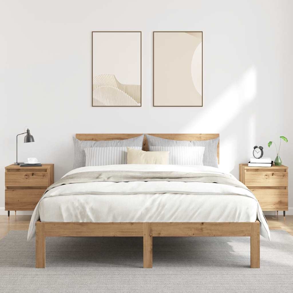 Nachtkastjes 2 st 40x35x50cm bewerkt hout artisanaal eikenkleur