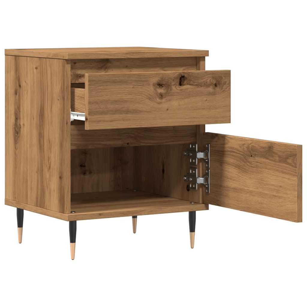 Nachtkastjes 2 st 40x35x50cm bewerkt hout artisanaal eikenkleur