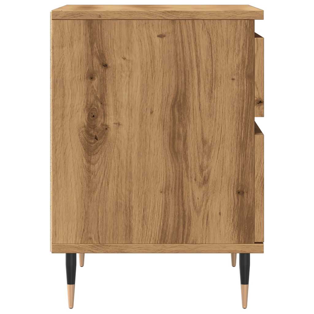 Nachtkastjes 2 st 40x35x50cm bewerkt hout artisanaal eikenkleur