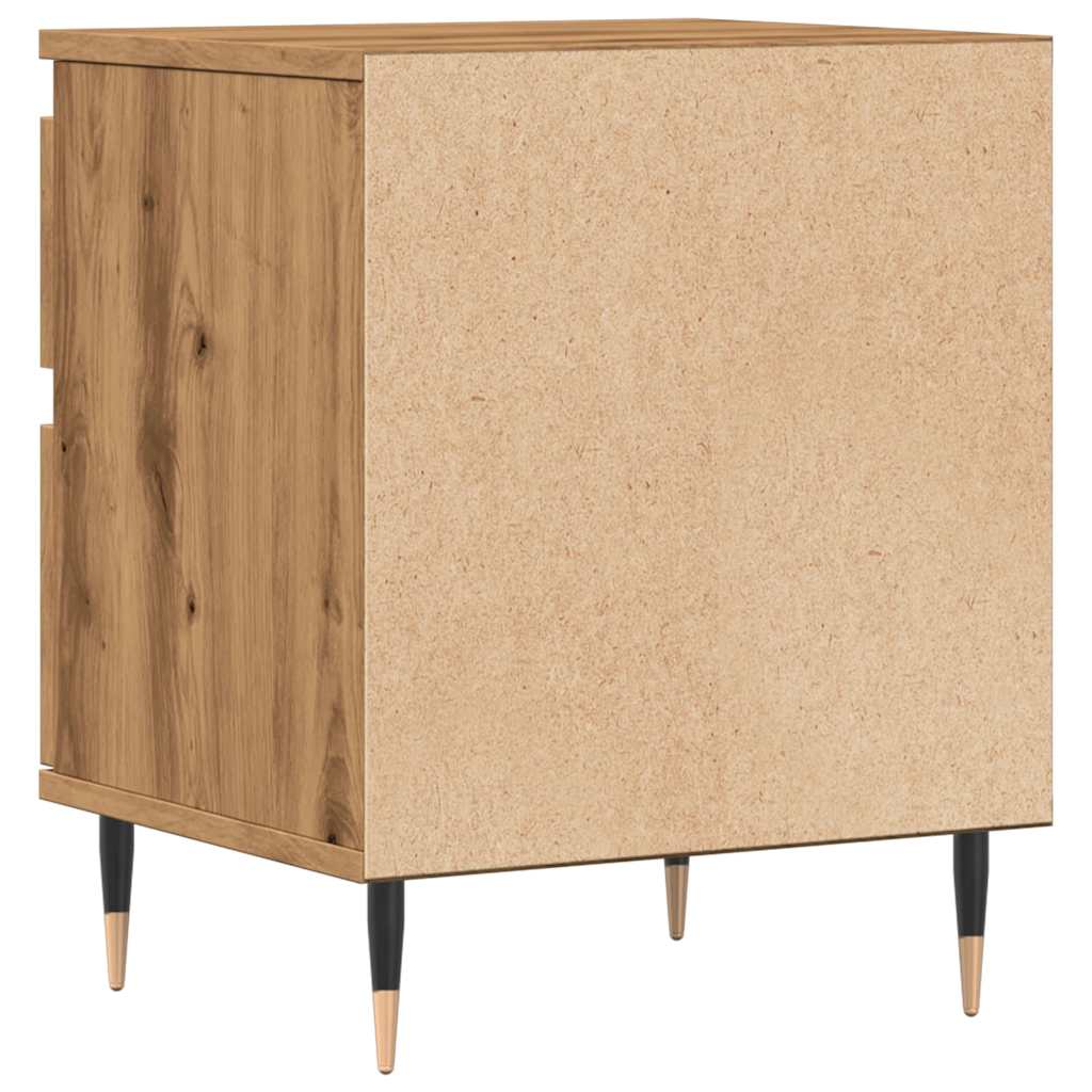 Nachtkastjes 2 st 40x35x50cm bewerkt hout artisanaal eikenkleur