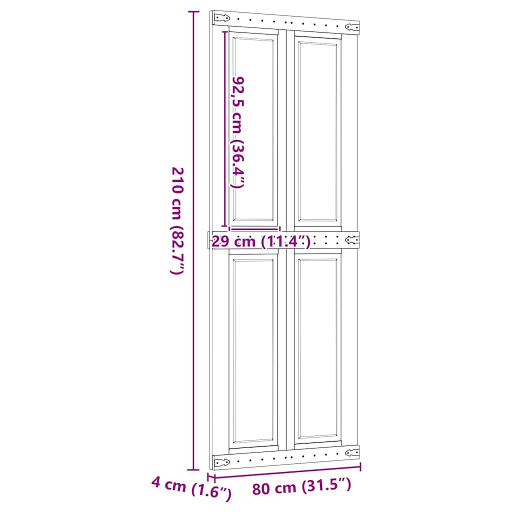 Schuifdeur CORONA 80x210 cm massief grenenhout