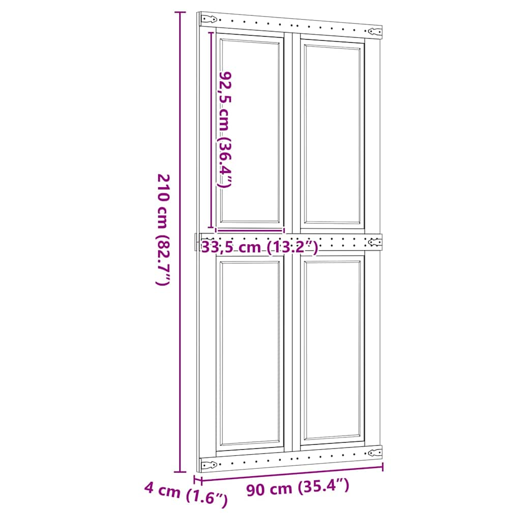 Schuifdeur CORONA 90x210 cm massief grenenhout