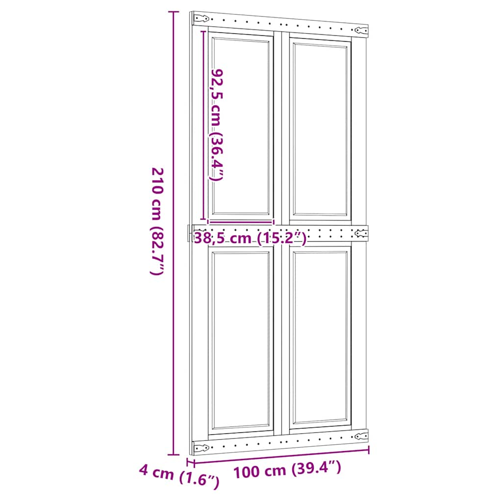 Schuifdeur CORONA 100x210 cm massief grenenhout