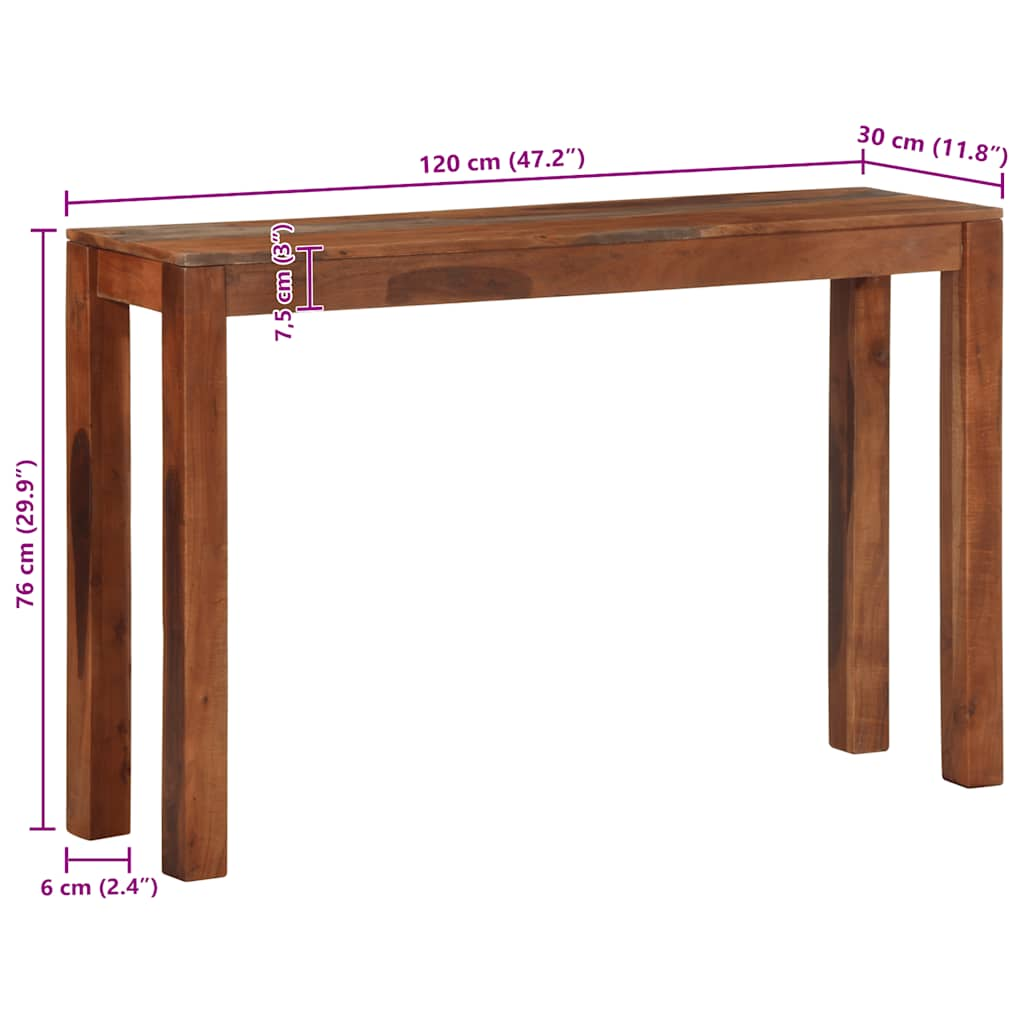 Wandtafel 120x30x76 cm massief acaciahout