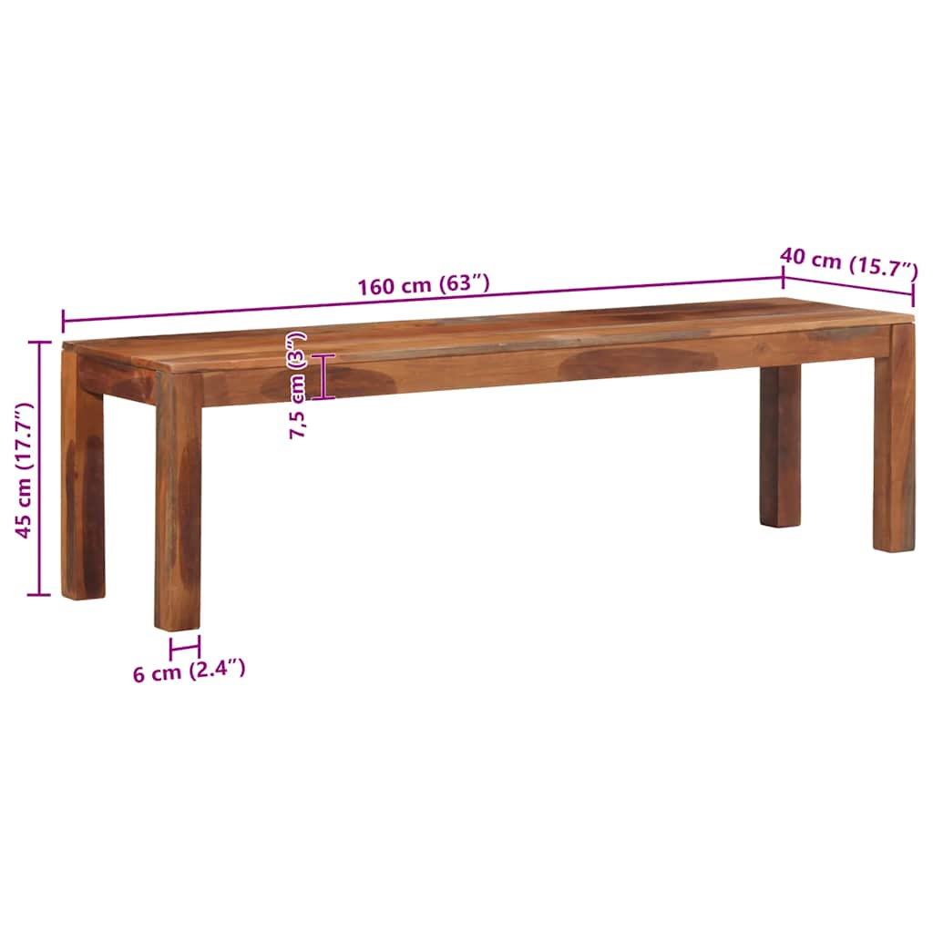 Bankje 160 cm massief acaciahout