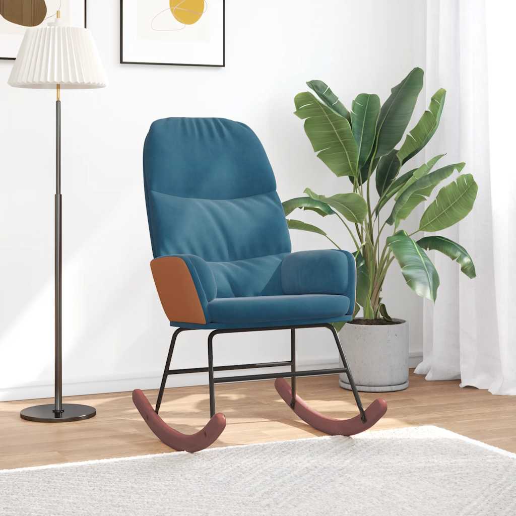 Schommelstoel fluweel blauw