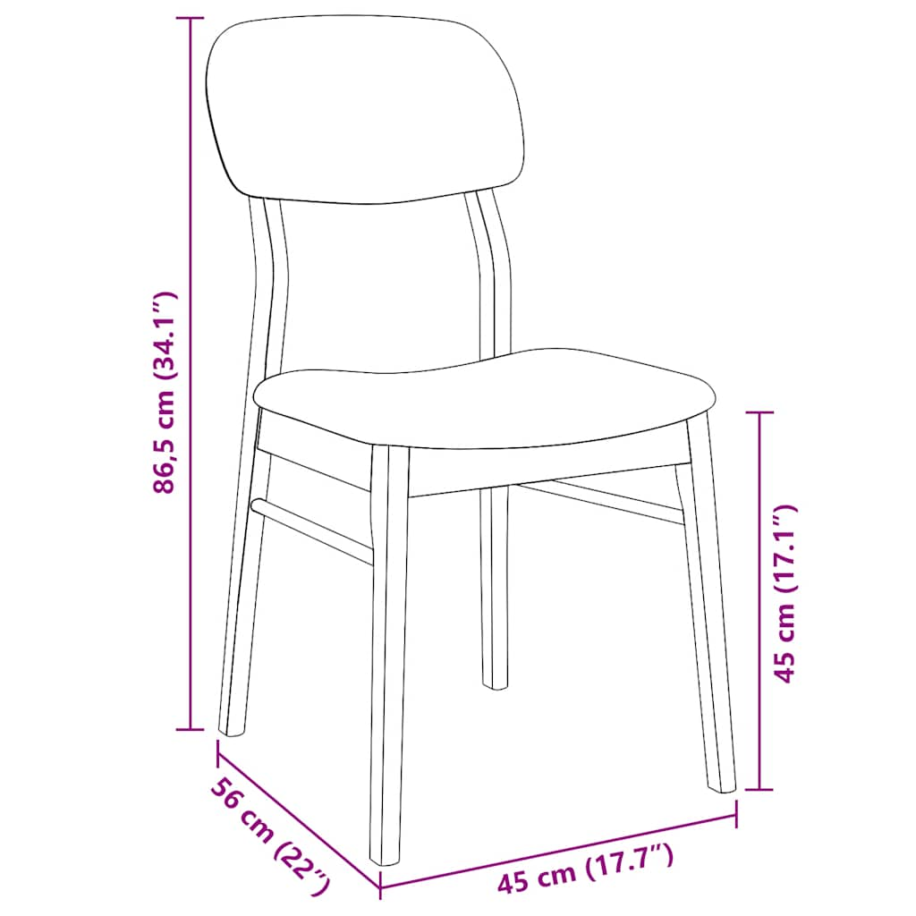 Eetkamerstoelen met kussens 2 st massief hout naturel rubber