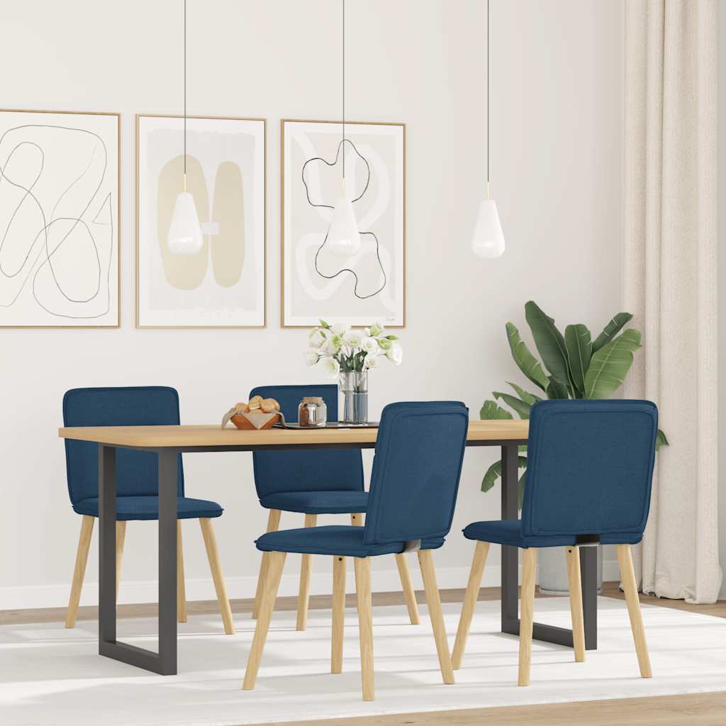 Eetkamerstoelen 4 st stof blauw