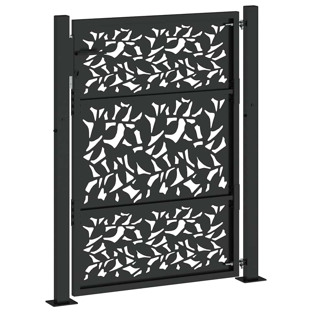 Poort met bladontwerp 105x130 cm staal zwart