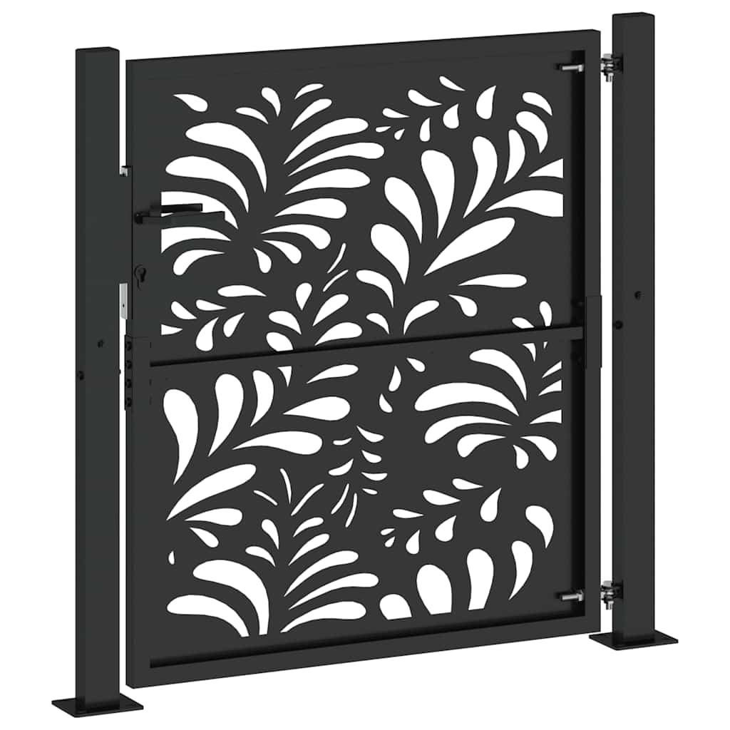 Poort met golfontwerp 105x105 cm staal zwart