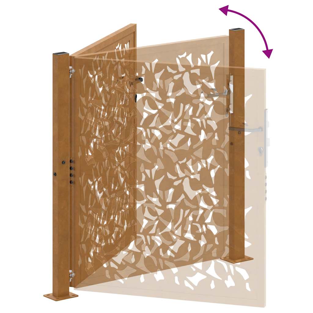 Poort Met Golfontwerp Weervast Staal 105 x 105 cm Cortenstaal/Bruin