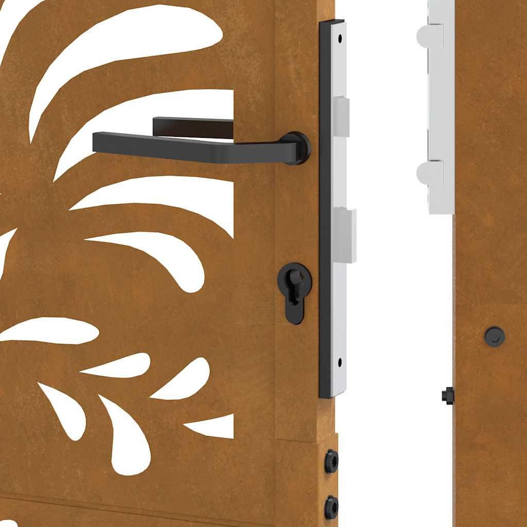 Poort Met Golfontwerp Weervast Staal 105 x 105 cm Cortenstaal/Bruin