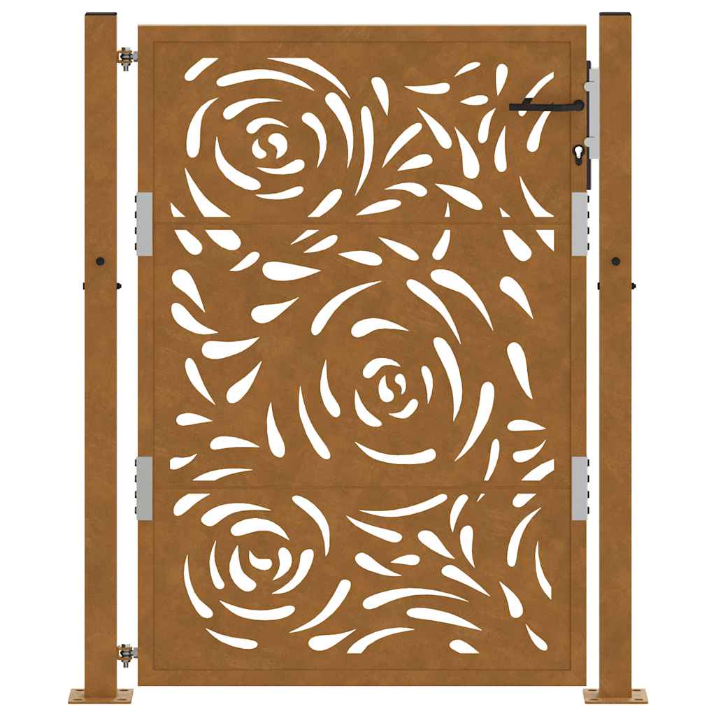 Poort met vlamontwerp 105x130 cm weervast staal