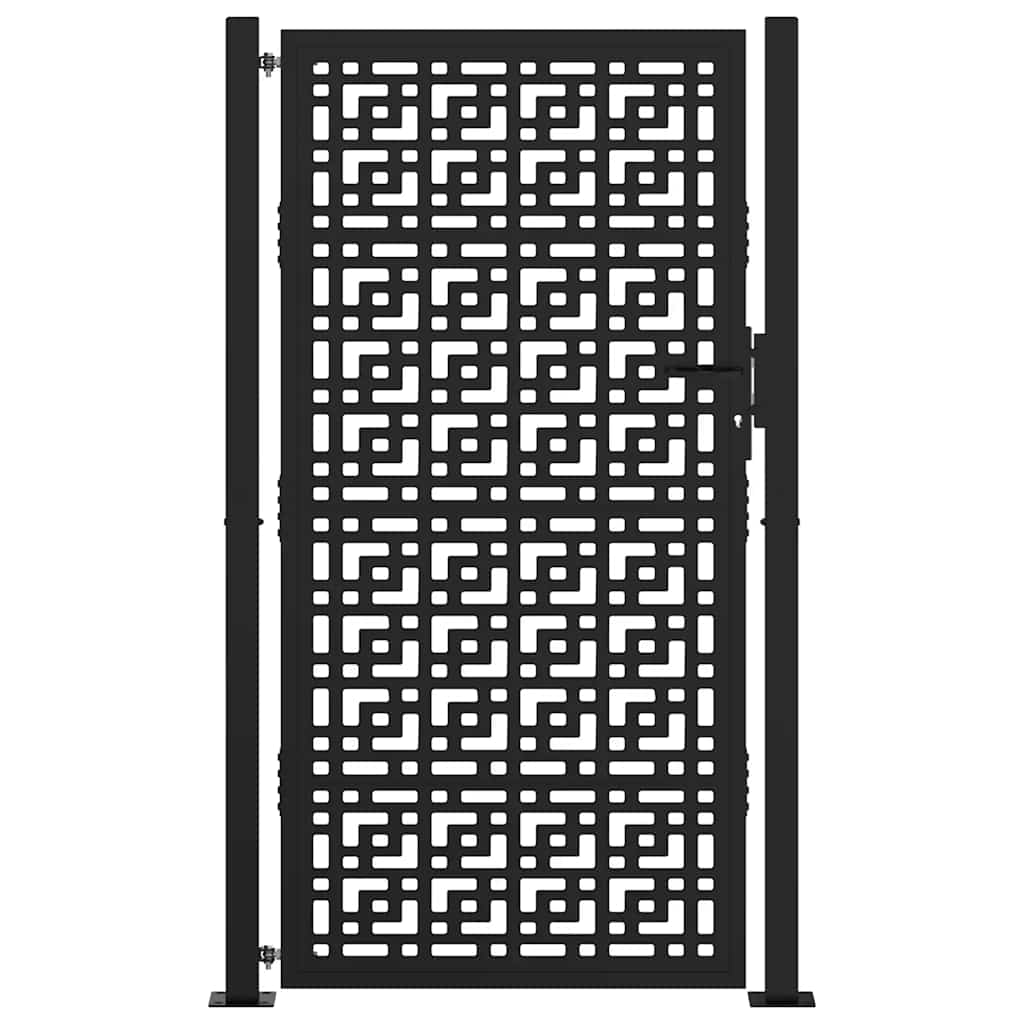 Poort met kruisontwerp 105x180 cm staal zwart