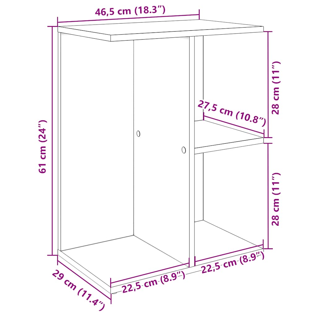 Nachtkastjes 2 st 46,5x29x61 cm bewerkt hout wit