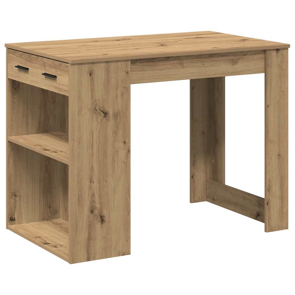 Bureau met lade en plank 102x62x77,5 cm hout artisanaal eiken