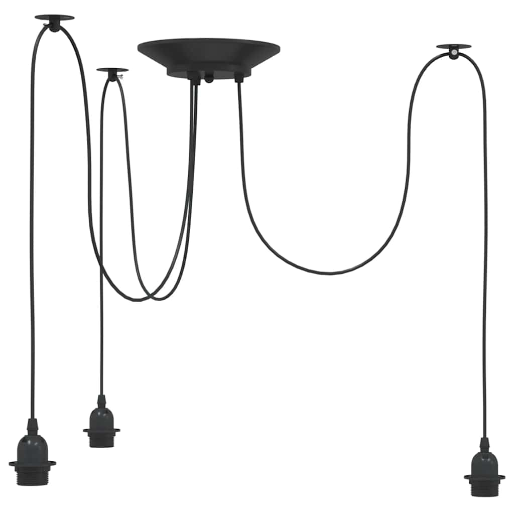 Hanglamp met 3 lamphouders E27 metaal zwart