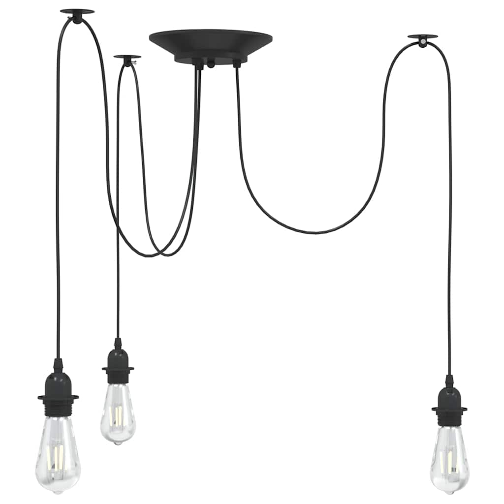 Hanglamp met 3 lamphouders E27 metaal zwart