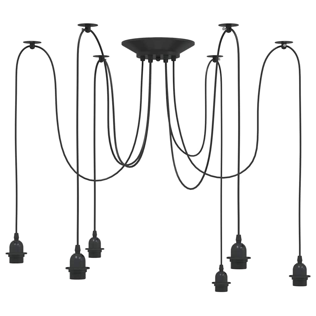 Hanglamp met 6 lamphouders E27 metaal zwart