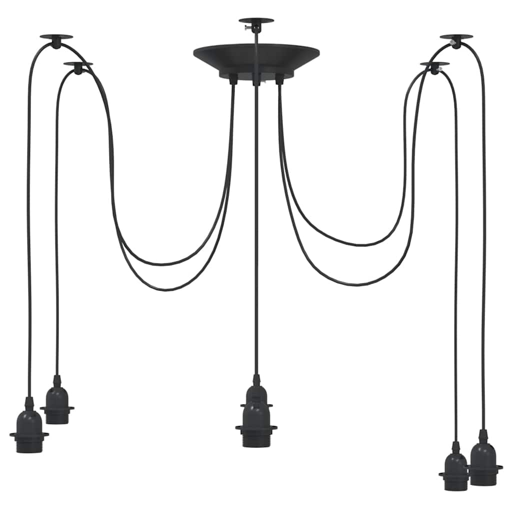 Hanglamp met 6 lamphouders E27 metaal zwart