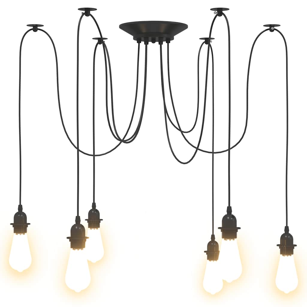 Hanglamp met 6 lamphouders E27 metaal zwart