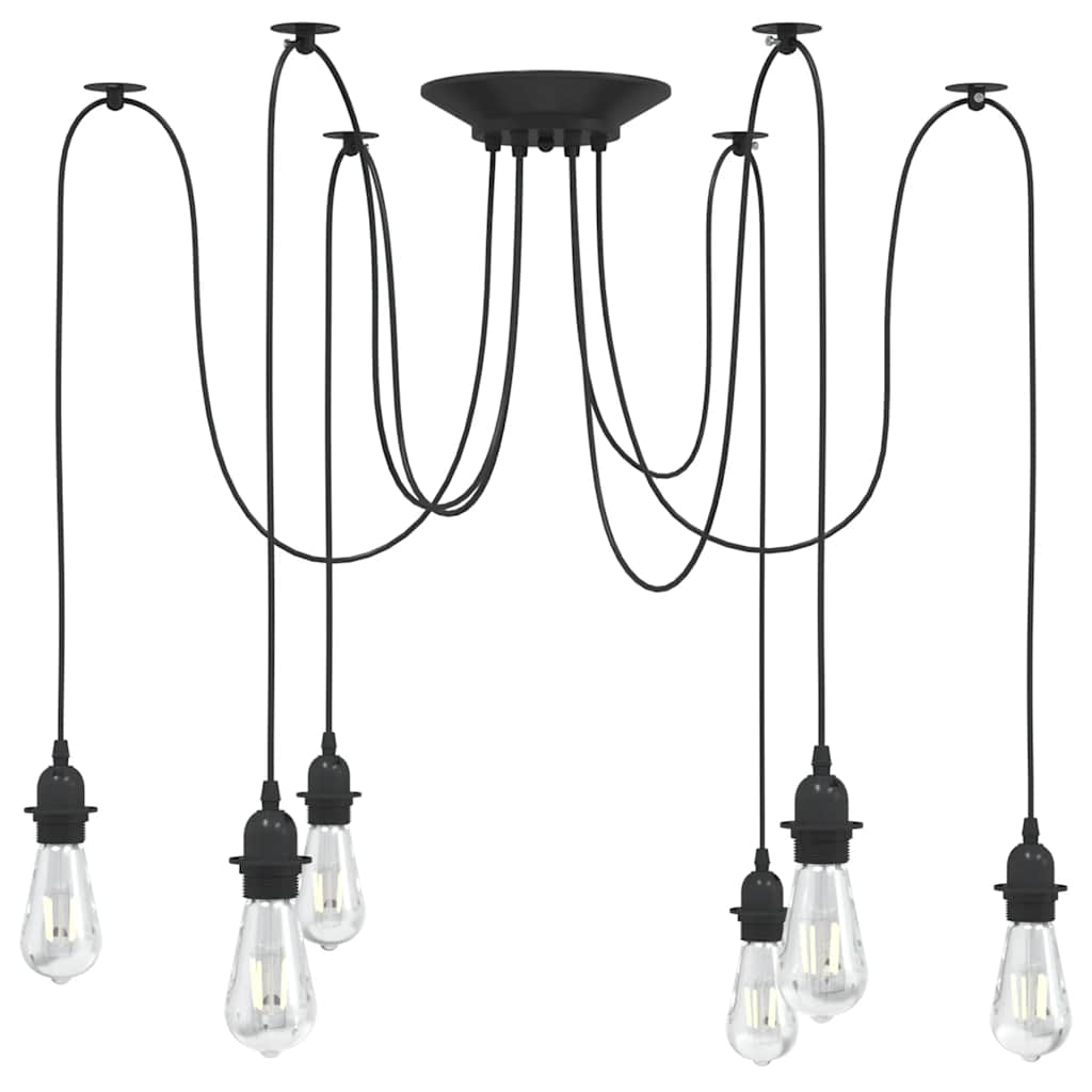 Hanglamp met 6 lamphouders E27 metaal zwart