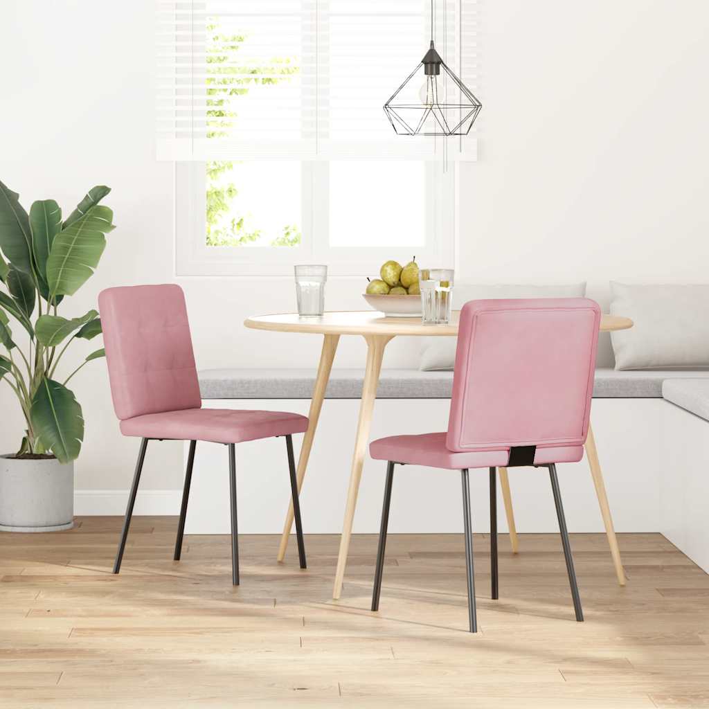 Eetkamerstoelen 2 st fluweel roze