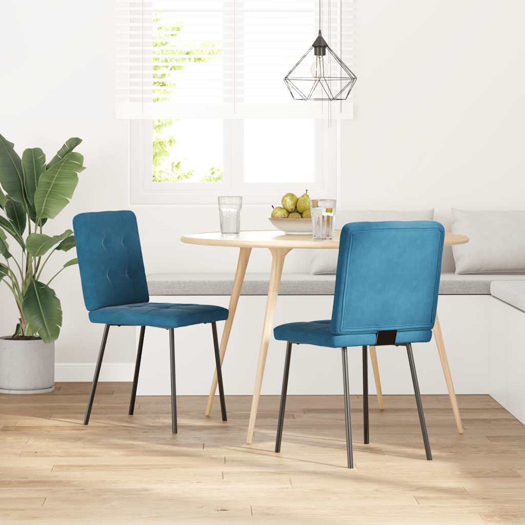 Eetkamerstoelen 2 st fluweel blauw