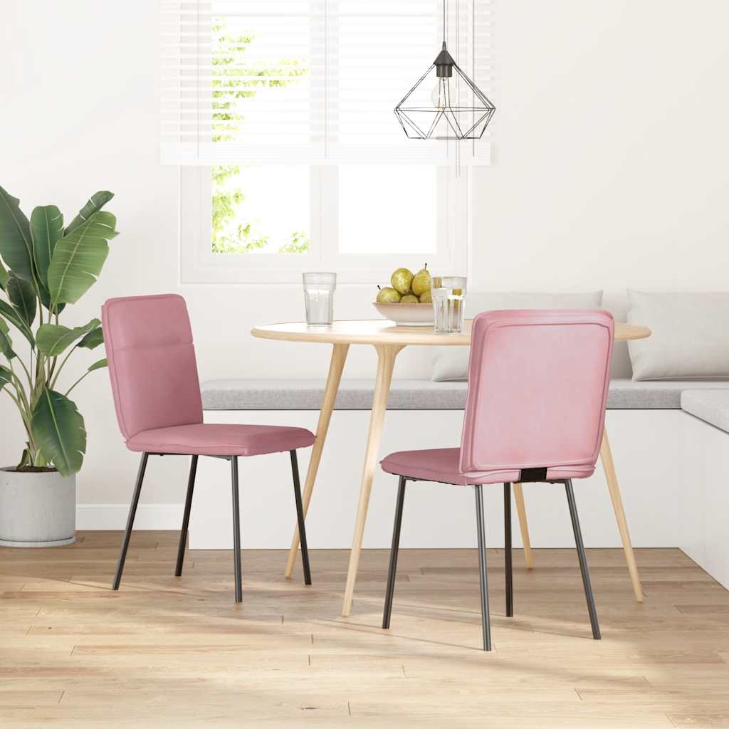 Eetkamerstoelen 2 st fluweel roze