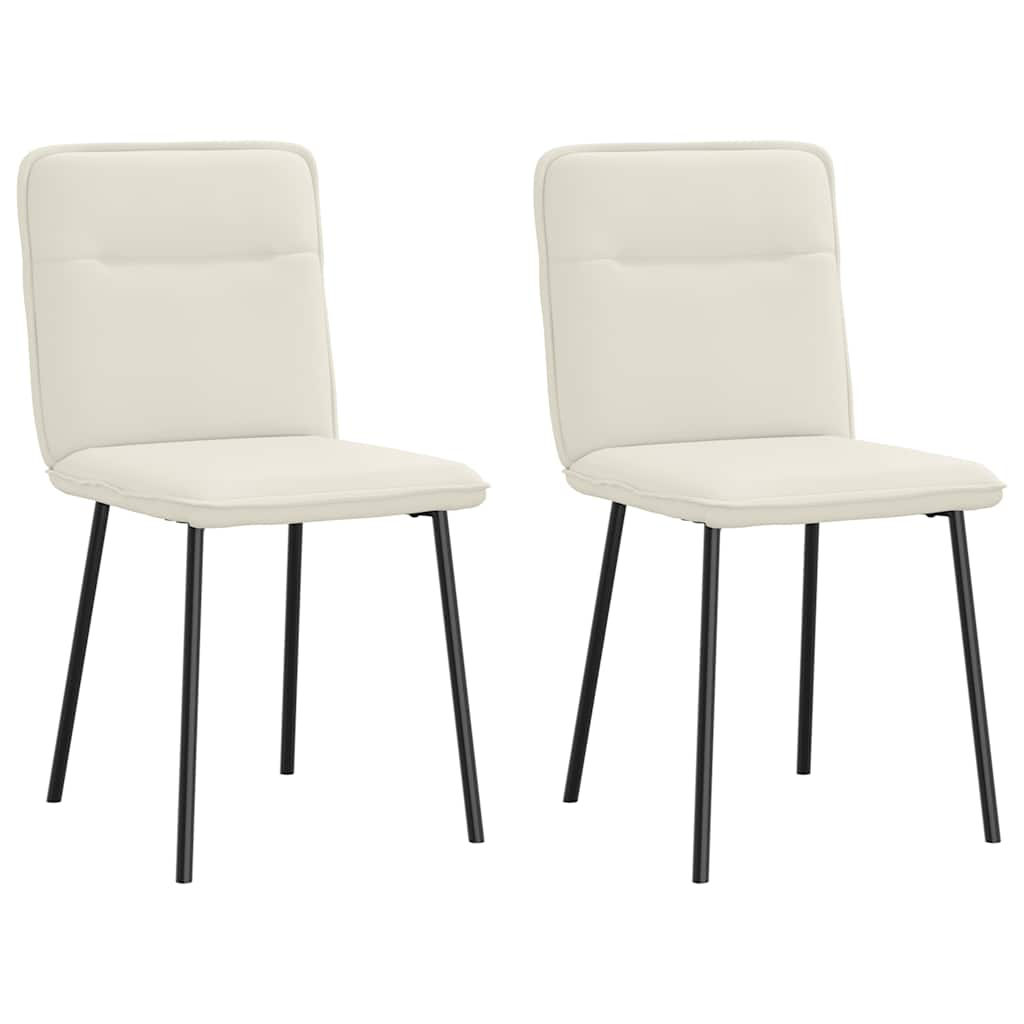 Eetkamerstoelen 2 st fluweel crèmekleurig