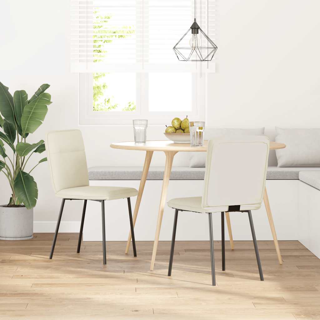 Eetkamerstoelen 2 st fluweel crèmekleurig