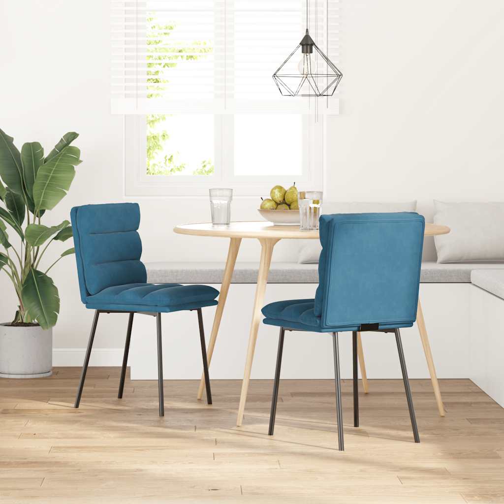 Eetkamerstoelen 2 st fluweel blauw