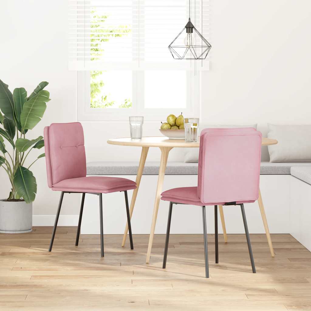 Eetkamerstoelen 2 st fluweel roze