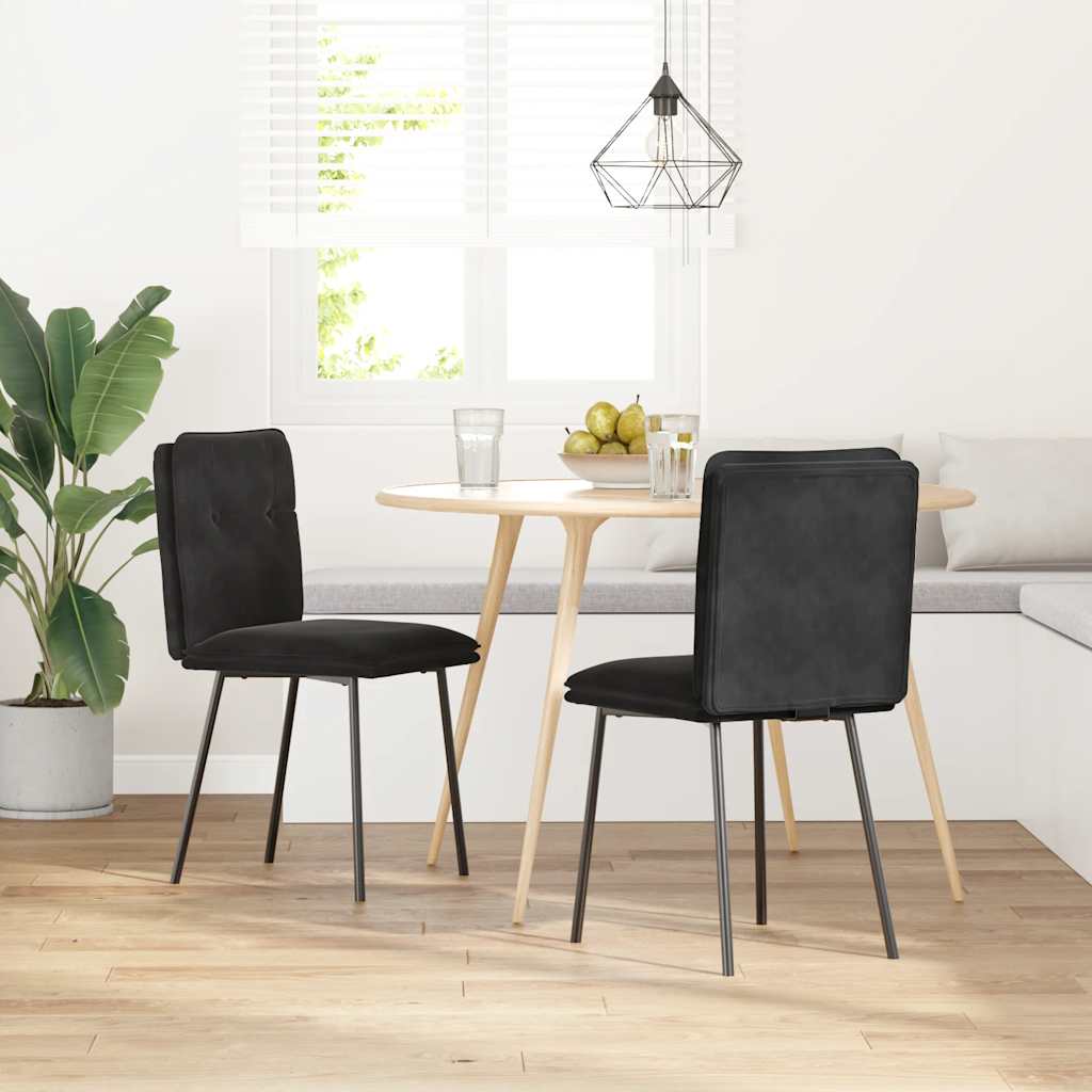 Eetkamerstoelen 2 st fluweel zwart