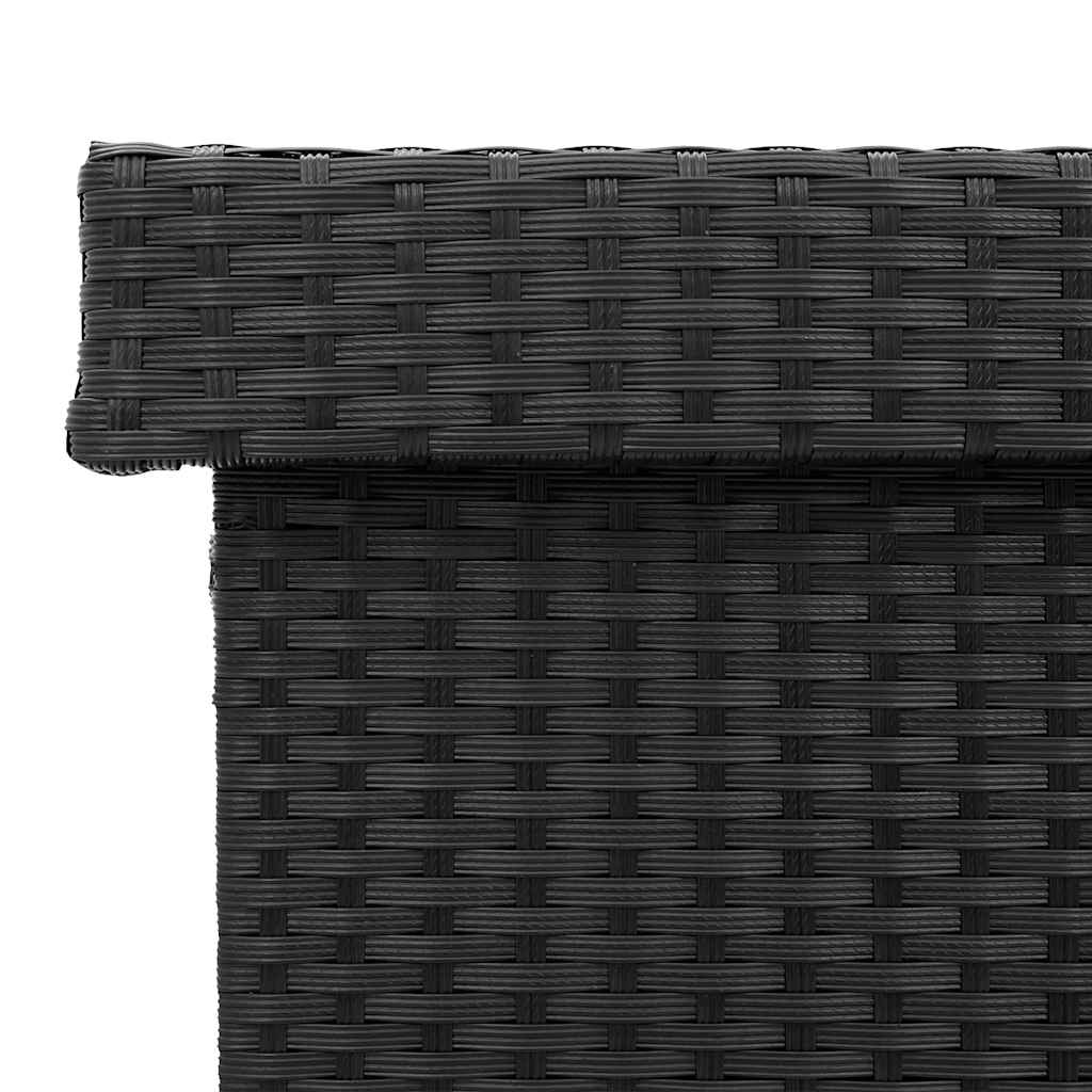 Tuinbox met wielen 110x55x73 cm poly rattan zwart