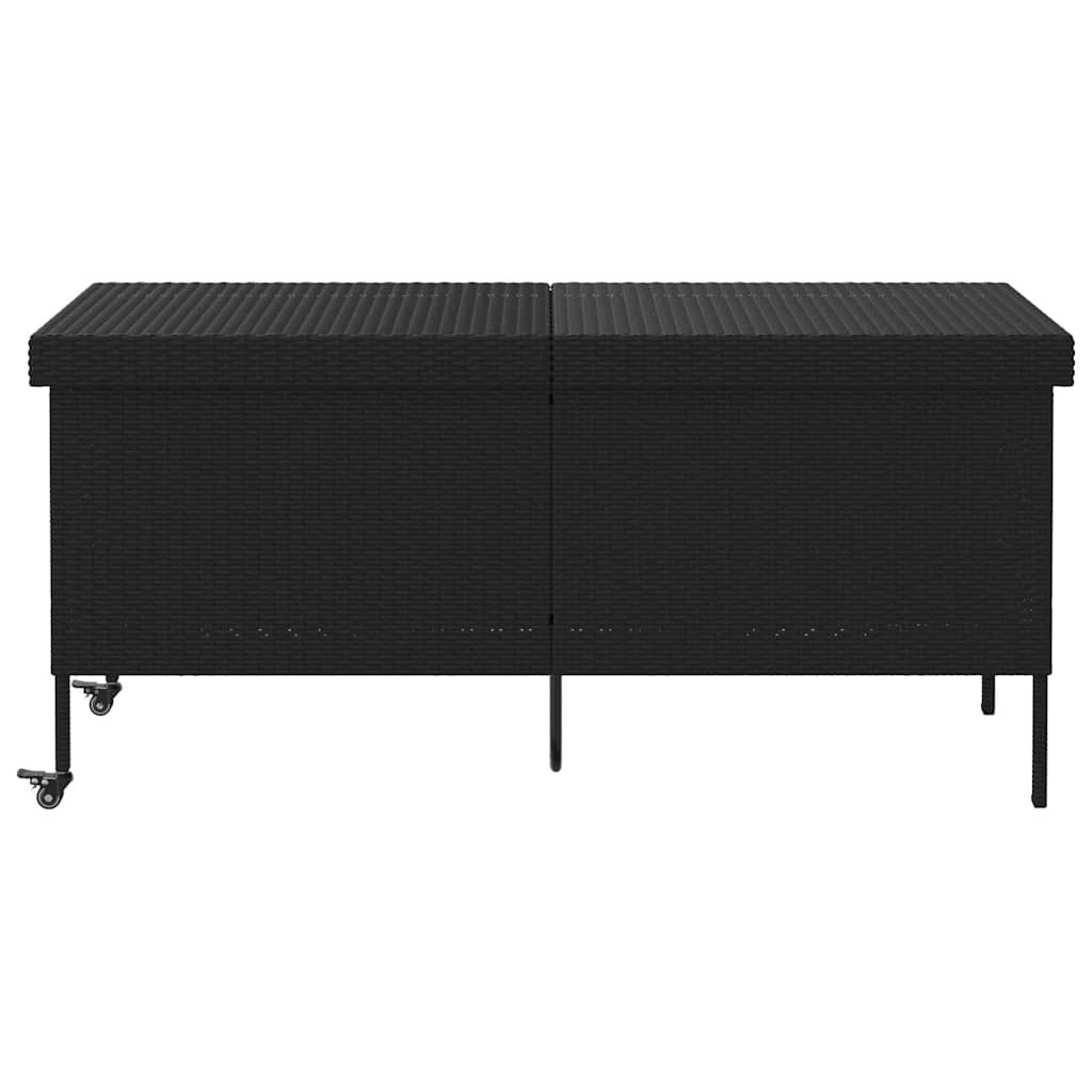 Tuinbox met wielen 160x55x75 cm poly rattan zwart