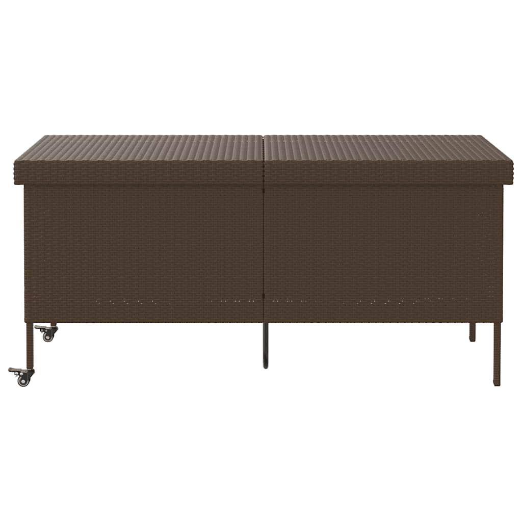 Tuinbox met wielen 160x55x75 cm poly rattan bruin