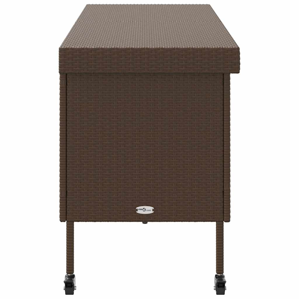 Tuinbox met wielen 160x55x75 cm poly rattan bruin