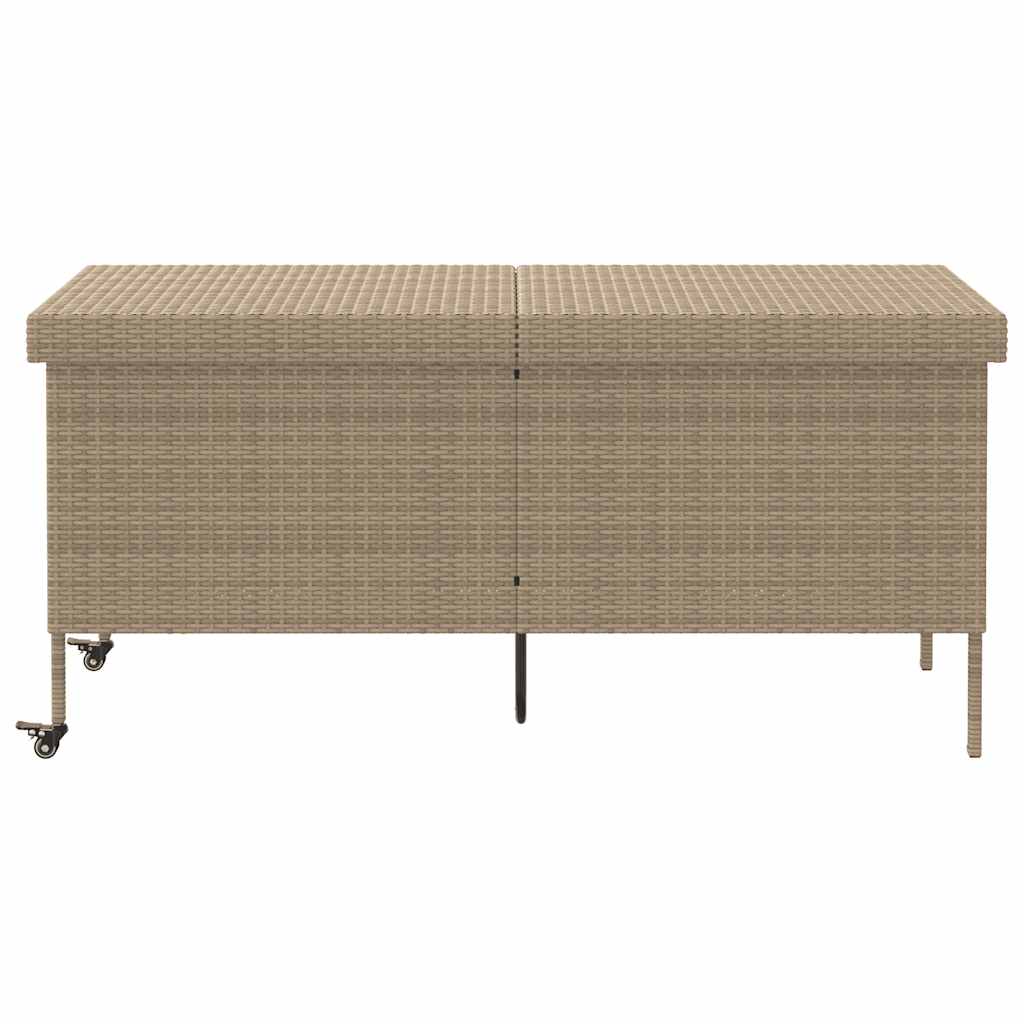 Tuinbox met wielen 160x55x75 cm poly rattan beige